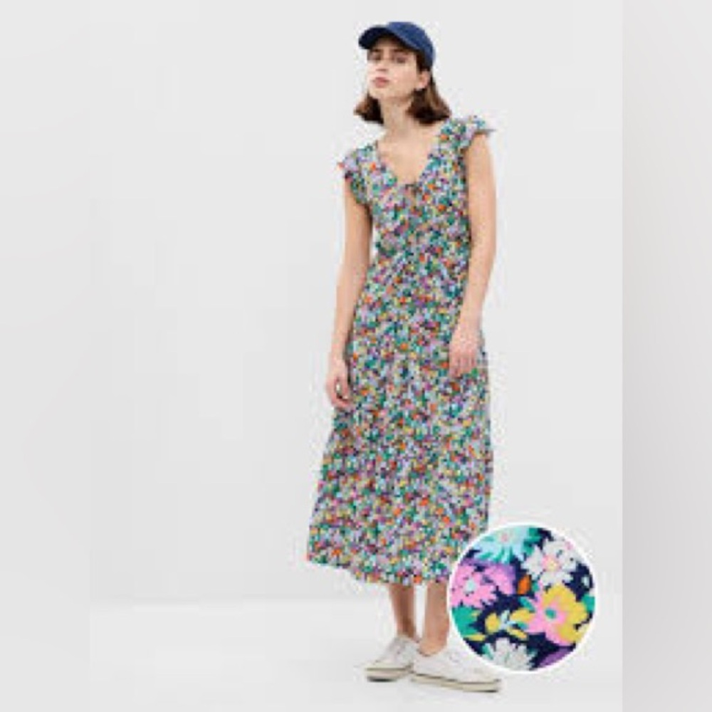 Gap Floral V-Neck Maxi Dress